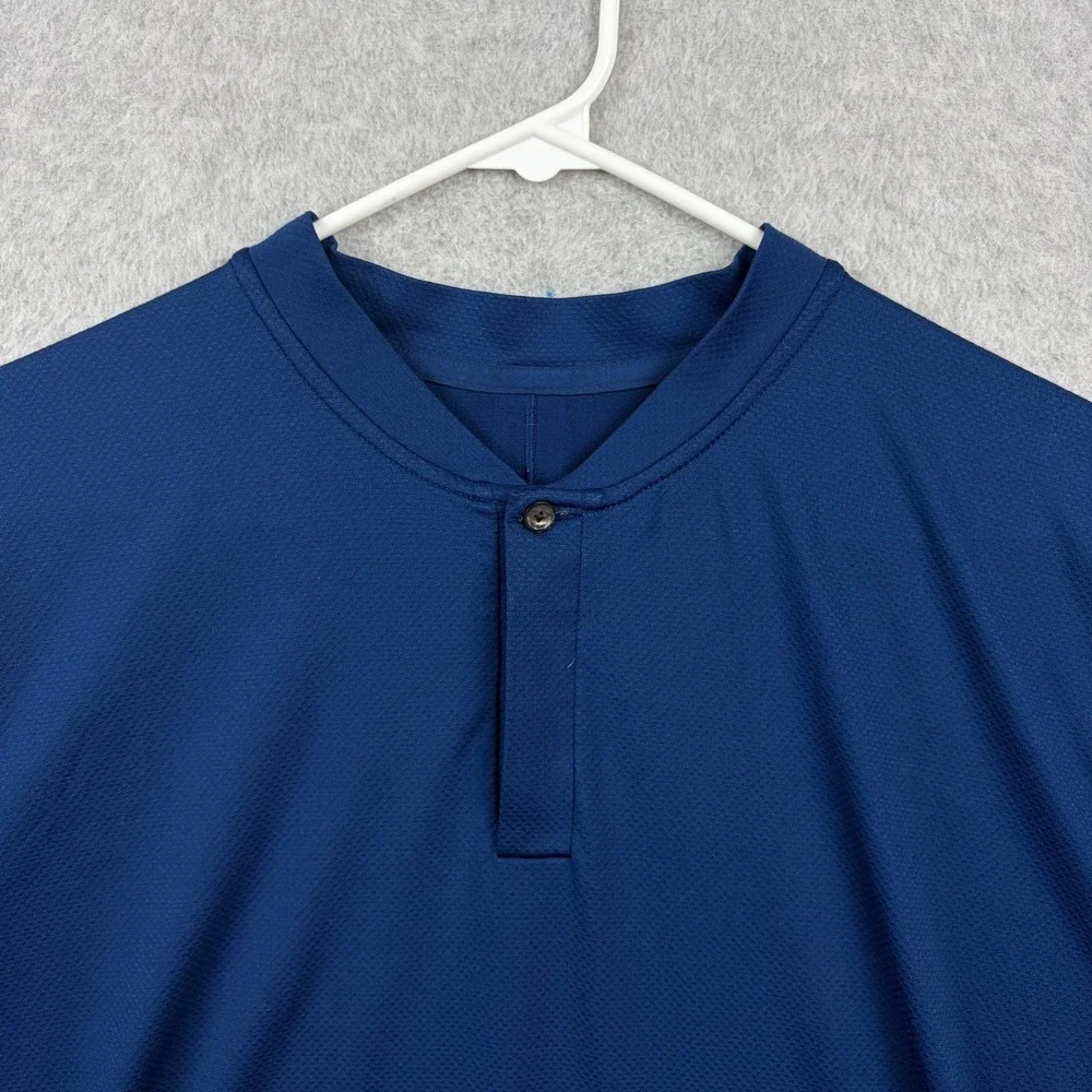 Nike Tiger Woods Polo Shirt Mens Large Blue Vapor Blade Collar Dri Fit Golf
